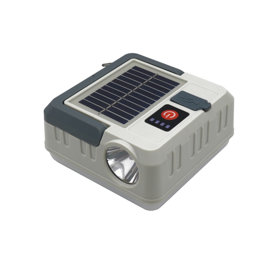 LED Hämardatav laetav päikesepaneeliga lamp akupanga funktsiooniga LED/1W/5,5V 8000K IPX4 1200 mAh hall
