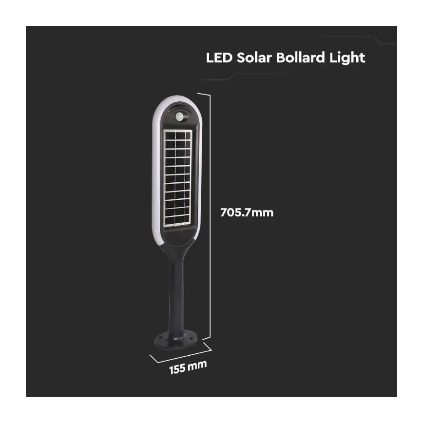 LED Päikesepaneeliga valgusti anduriga BOLLARD LED/5W/5,5V 70 cm 3000K IP65