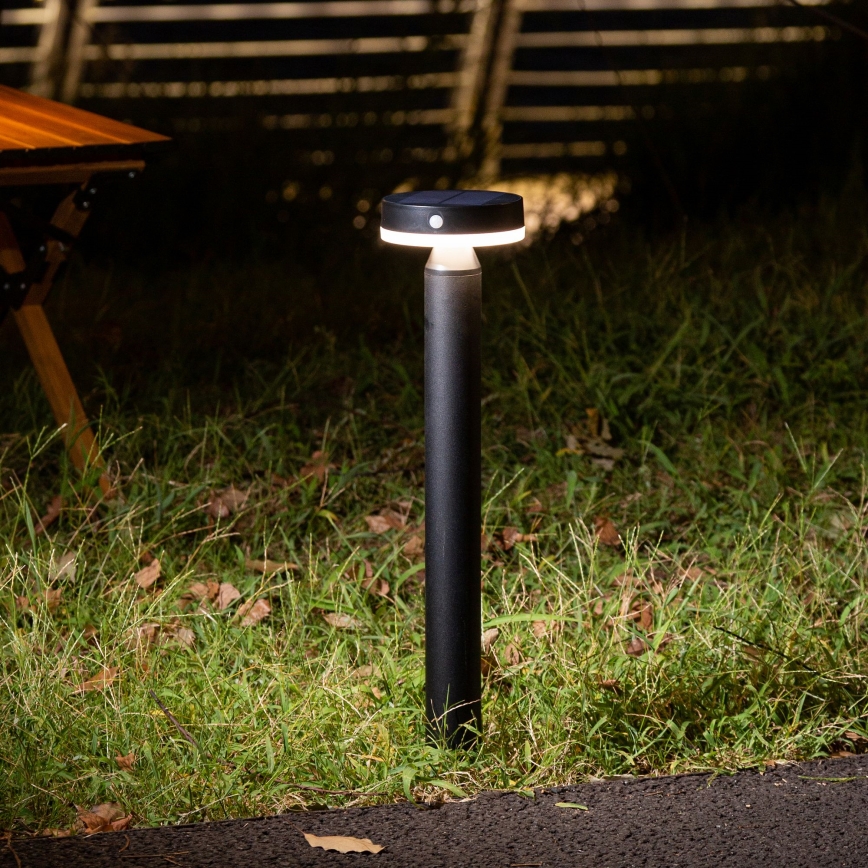 LED Päikesepaneeliga valgusti anduriga GWINEA LED/4,5W/3,7V 2000 mAh 50 cm IP44 must