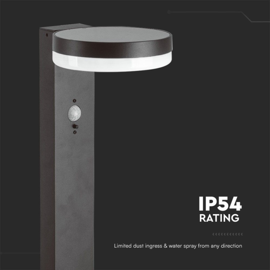 LED Päikesepaneeliga valgusti anduriga LED/2W/3,7V IP54 3000K 2200 mAh ümmargune must