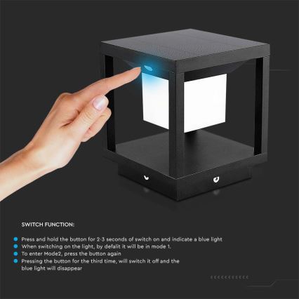 LED Päikesepaneeliga valgusti anduriga LED/2W/5,5V 3000K IP65 2600 mAh must