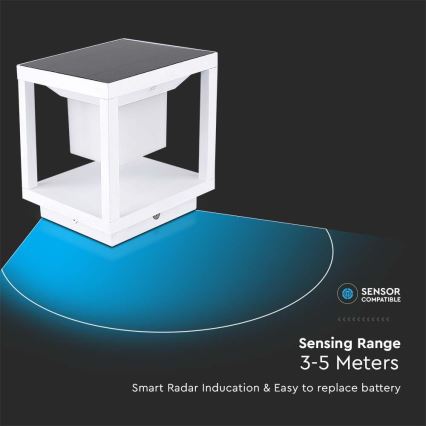 LED Päikesepaneeliga valgusti anduriga LED/2W/5,5V 3000K IP65 2600 mAh valge