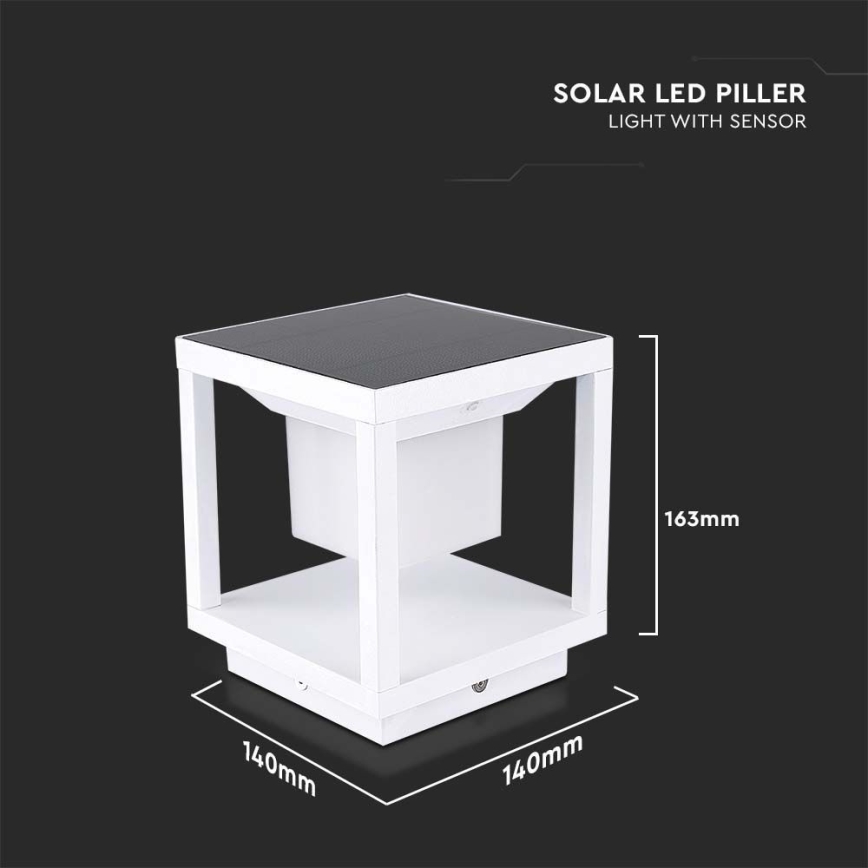 LED Päikesepaneeliga valgusti anduriga LED/2W/5,5V 3000K IP65 2600 mAh valge