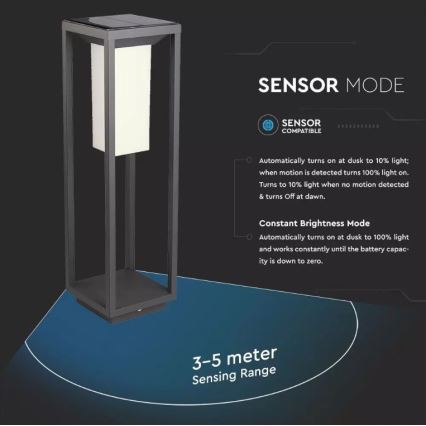 LED Päikesepaneeliga valgusti anduriga SAMSUNG CHIP LED/2W/3,7V IP65 2600 mAh