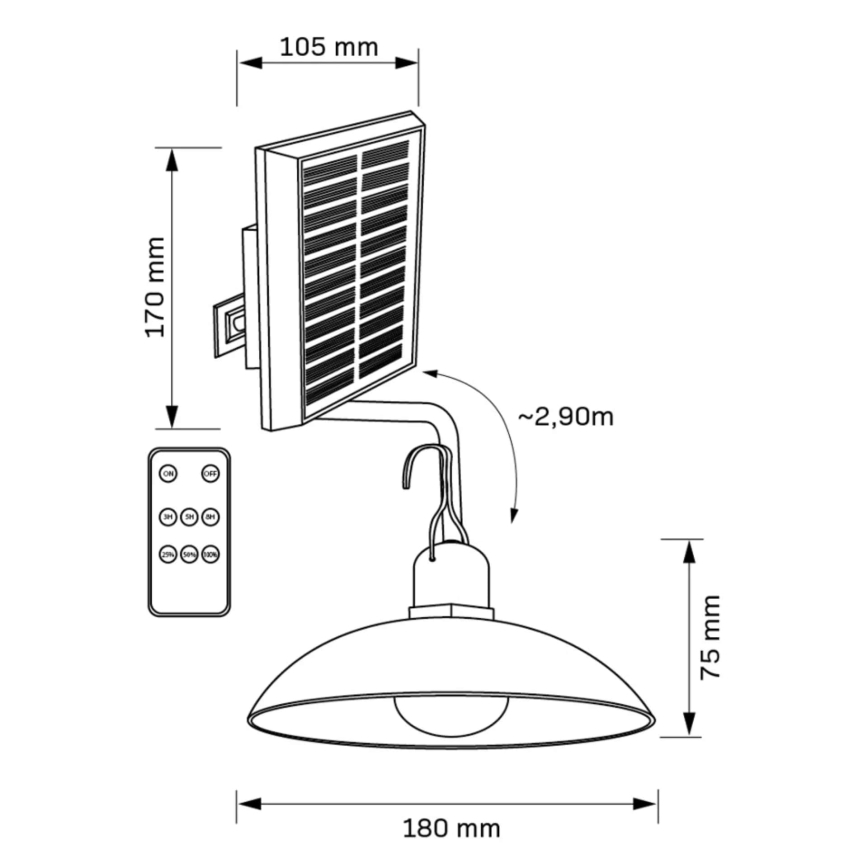 LED Päikesepaneeliga valgusti CELINA LED/1,8W/3,7V 2400 mAh IP44 + kaugjuhtimispult