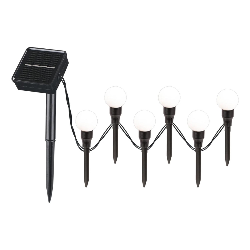 LED Päikesepaneeliga valgusti KULKI 6xLED/1,2V 600 mAh 4,3 m IP44 must/valge