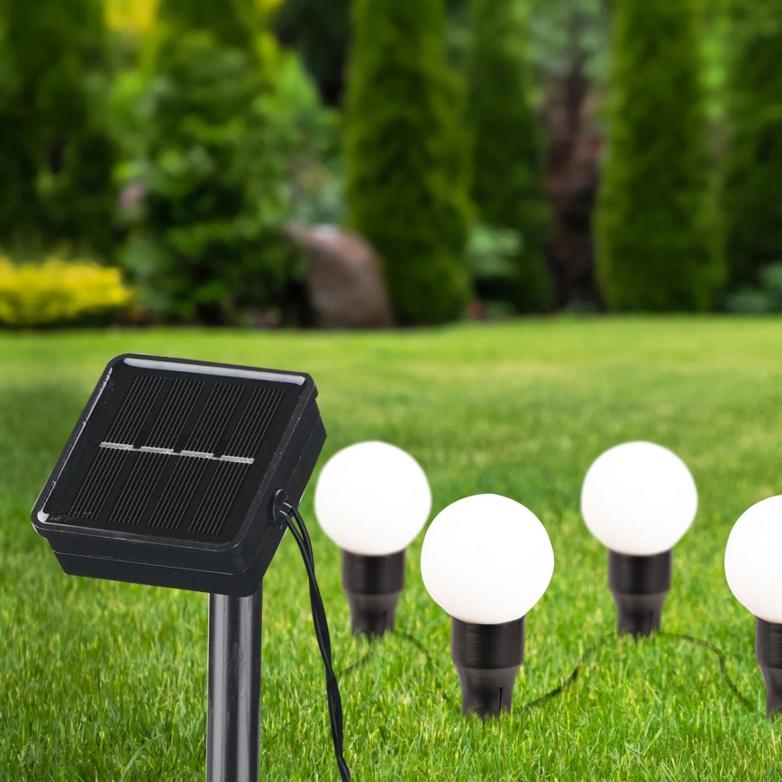 LED Päikesepaneeliga valgusti KULKI 6xLED/1,2V 600 mAh 4,3 m IP44 must/valge