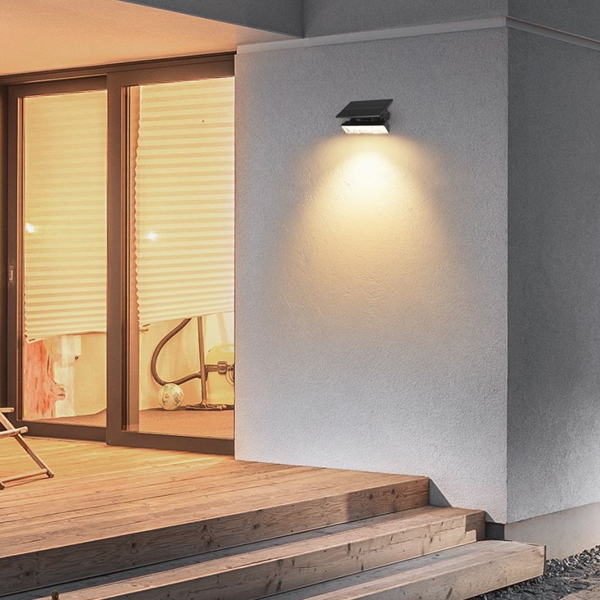 LED Päikesepaneeliga valgusti LED/0,9W/3,7V 3000K IP65 1200 mAh must