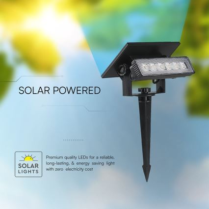 LED Päikesepaneeliga valgusti LED/0,9W/3,7V 3000K IP65 1200 mAh must