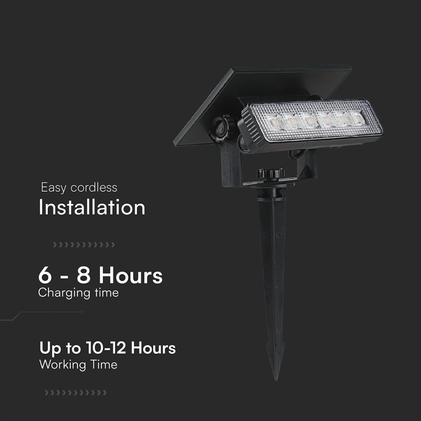 LED Päikesepaneeliga valgusti LED/0,9W/3,7V 3000K IP65 1200 mAh must
