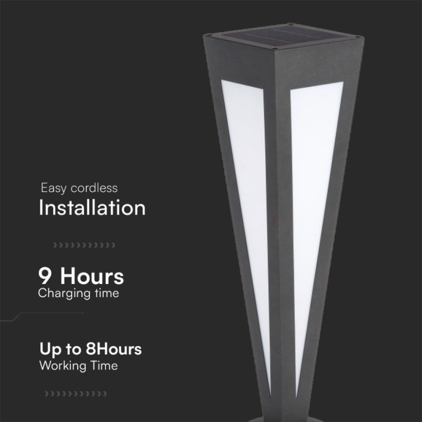LED Päikesepaneeliga valgusti LED/2W/3,7V IP65 3000K 2600 mAh must + kaugjuhtimispult