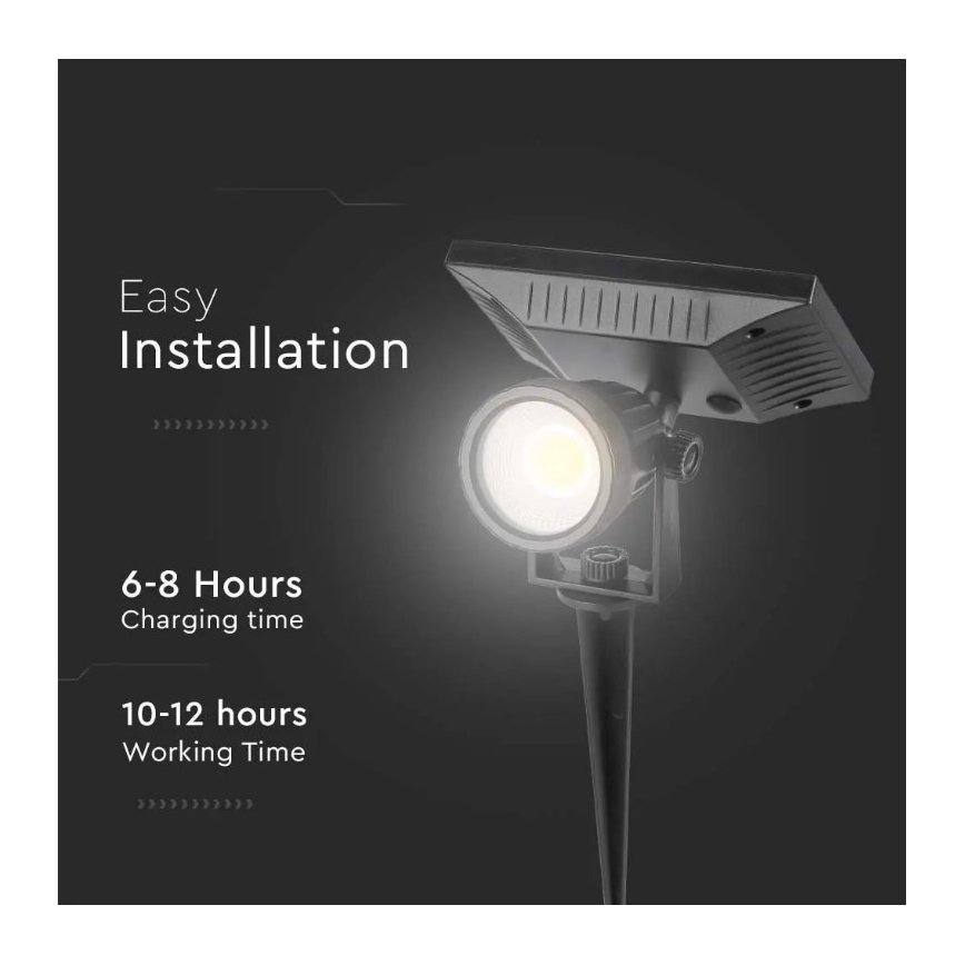 LED Päikesepaneeliga valgusti SPIKE LED/2W/5,5V IP65 4000K 1200 mAh