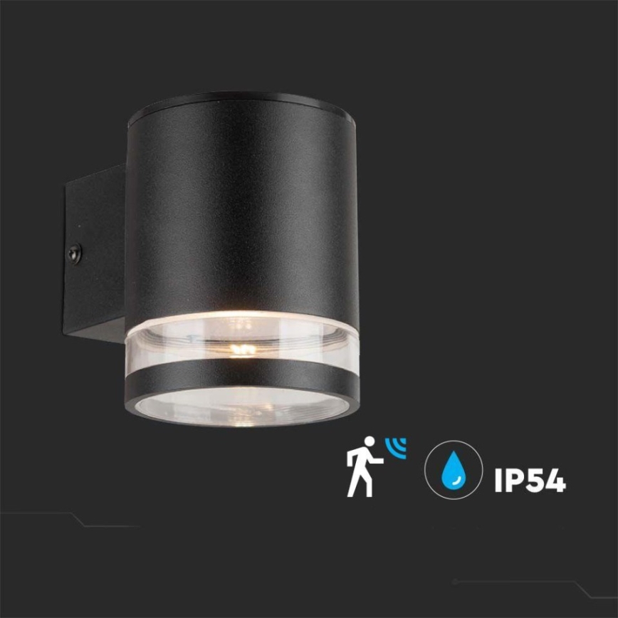 LED Päikesepaneeliga väli seinavalgusti anduriga LED/1W/3,7V 3000K IP54 must