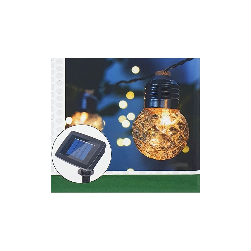 LED Päikesepaneeliga väli valguskett 10xLED/1,2V 300 mAh 2,2 m IP44
