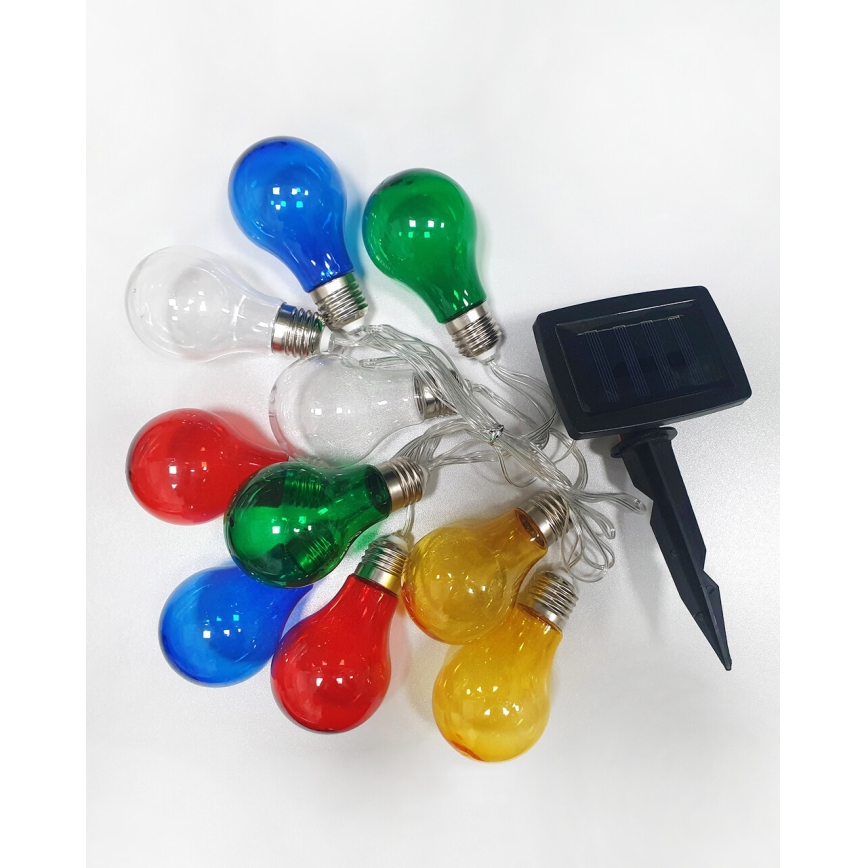 LED Päikesepaneeliga väli valguskett 10xLED/1,2V 300 mAh 2,2 m IP44 mitmevärviline