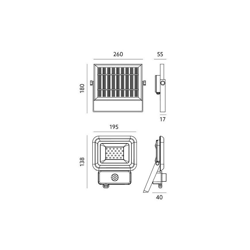 LED Päikesepaneeliga väliprožektor anduriga LED/20W/3,7V 6500K IP65 4400 mAh