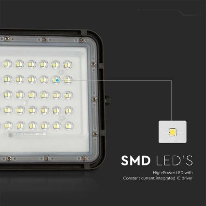 LED Väli Hämardatav päikesepaneeliga prožektor LED/10W/3,2V IP65 4000K 6000 mAh must + kaugjuhtimispult