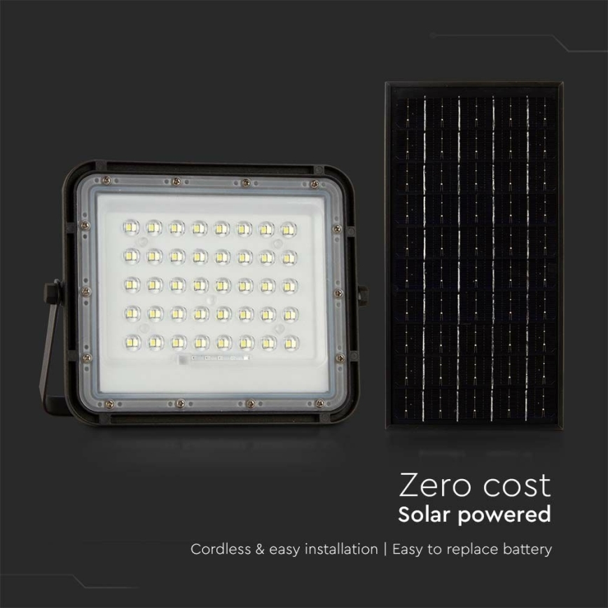 LED Väli Hämardatav päikesepaneeliga prožektor LED/10W/3,2V IP65 4000K 6000 mAh must + kaugjuhtimispult