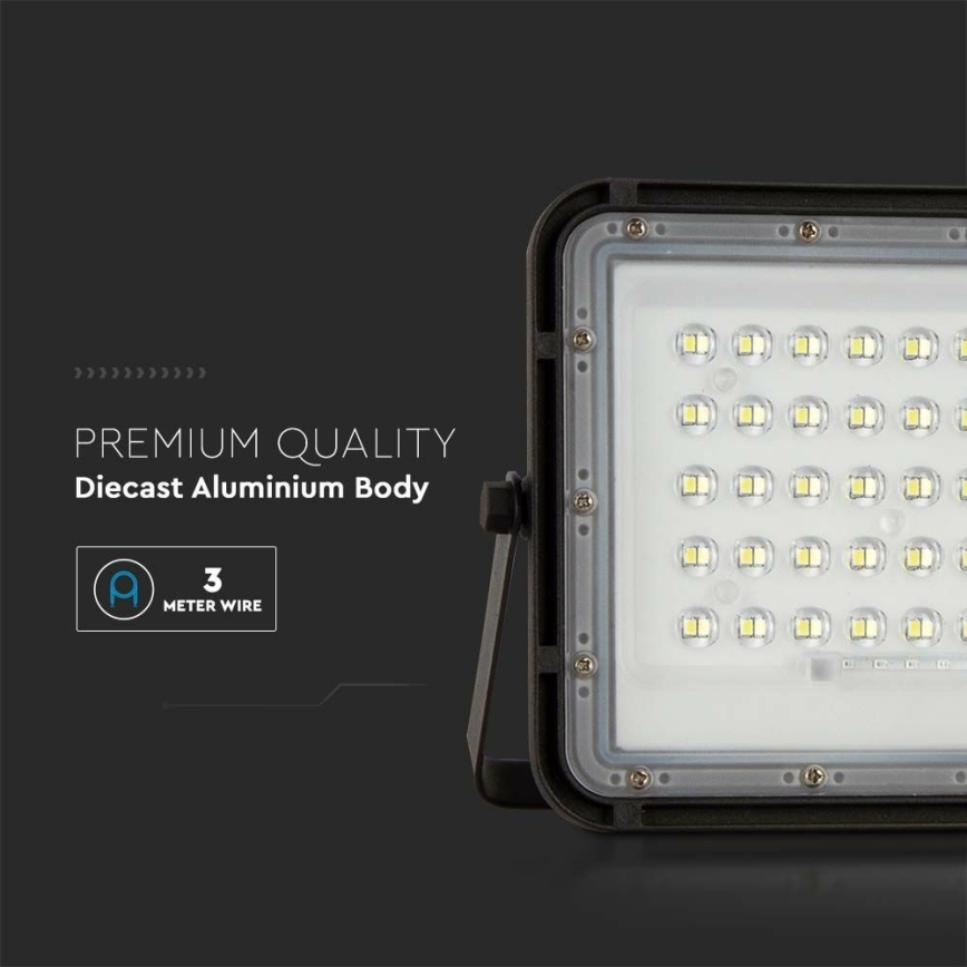 LED Väli Hämardatav päikesepaneeliga prožektor LED/10W/3,2V IP65 4000K 6000 mAh must + kaugjuhtimispult