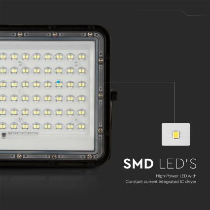LED Väli Hämardatav päikesepaneeliga prožektor LED/15W/3,2V IP65 4000K 12000 mAh must + kaugjuhtimispult