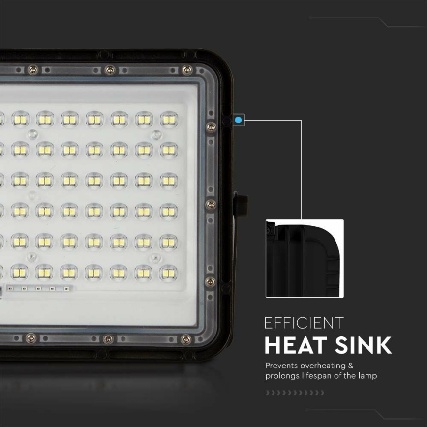 LED Väli Hämardatav päikesepaneeliga prožektor LED/15W/3,2V IP65 4000K 12000 mAh must + kaugjuhtimispult