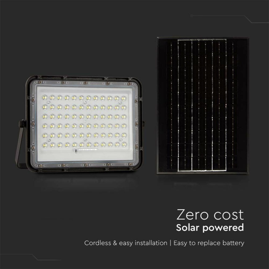 LED Väli Hämardatav päikesepaneeliga prožektor LED/15W/3,2V IP65 4000K 12000 mAh must + kaugjuhtimispult