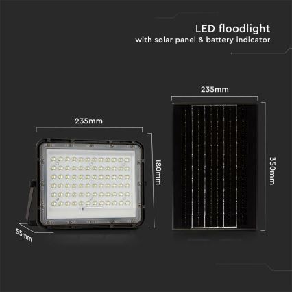 LED Väli Hämardatav päikesepaneeliga prožektor LED/15W/3,2V IP65 4000K 12000 mAh must + kaugjuhtimispult