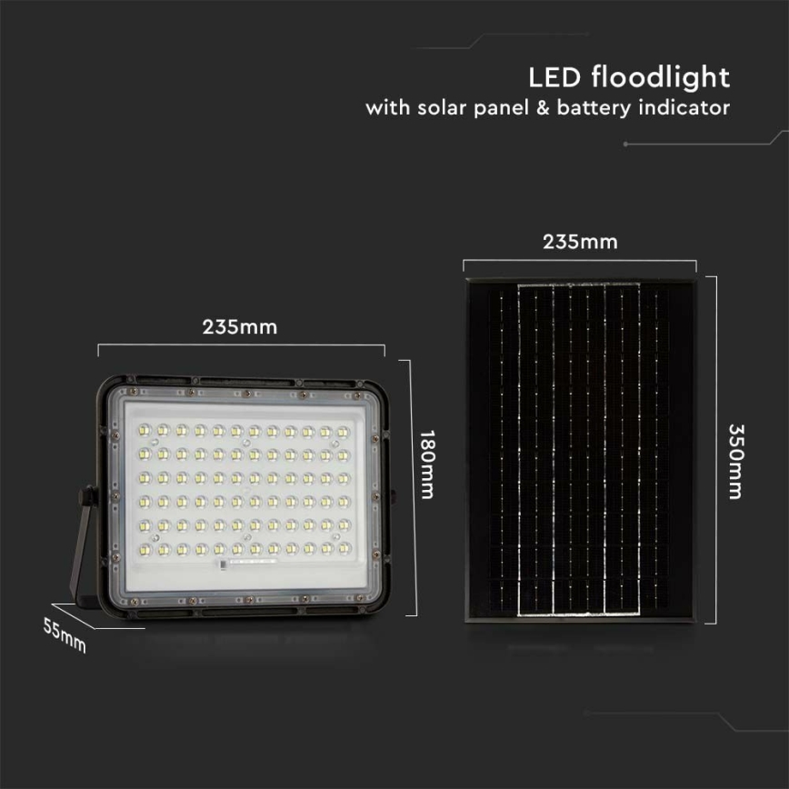 LED Väli Hämardatav päikesepaneeliga prožektor LED/15W/3,2V IP65 4000K 12000 mAh must + kaugjuhtimispult