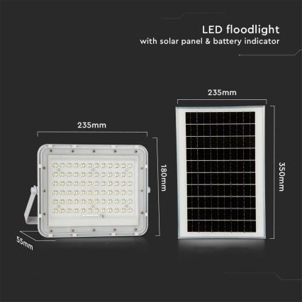 LED Väli Hämardatav päikesepaneeliga prožektor LED/15W/3,2V IP65 4000K 12000 mAh valge + kaugjuhtimispult
