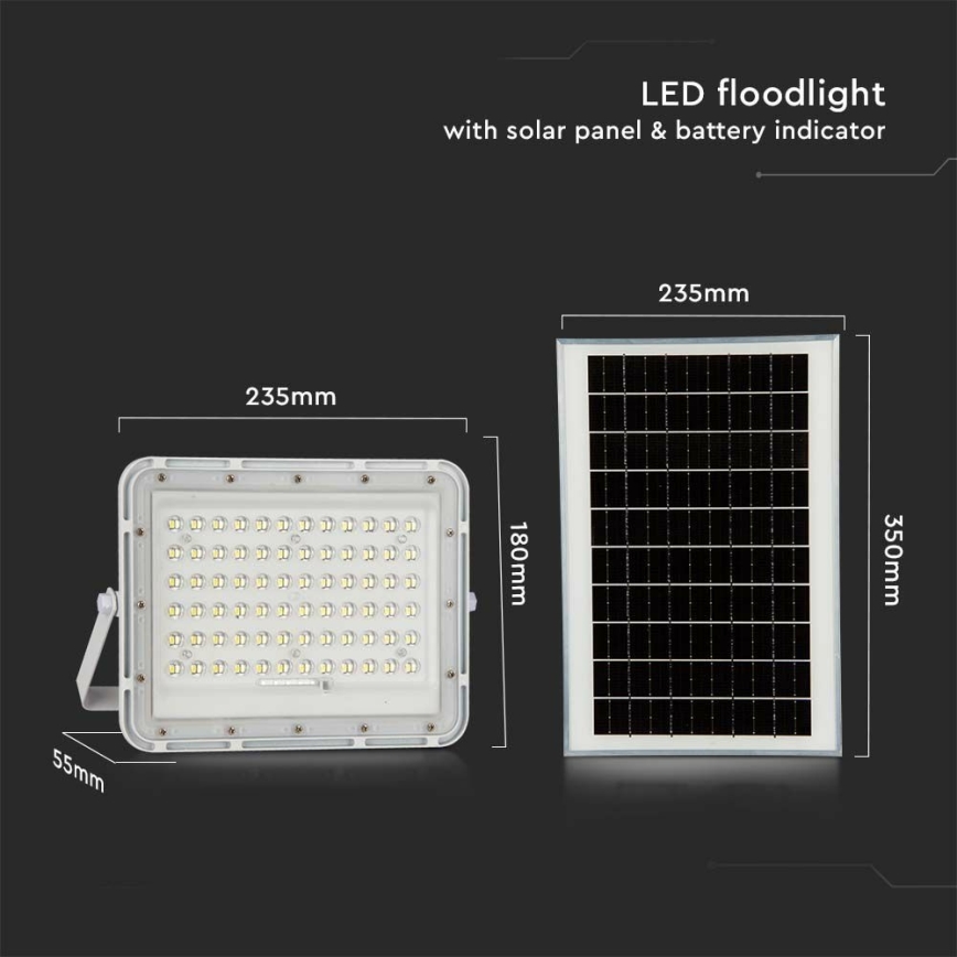 LED Väli Hämardatav päikesepaneeliga prožektor LED/15W/3,2V IP65 4000K 12000 mAh valge + kaugjuhtimispult