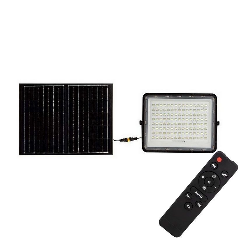 LED Päikesepaneeliga väliprožektor LED/200W/3,2V 4000K must IP65 16000 mAh + kaugjuhtimispult