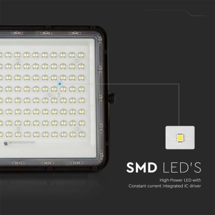 LED Päikesepaneeliga väliprožektor LED/200W/3,2V 4000K must IP65 + kaugjuhtimispult