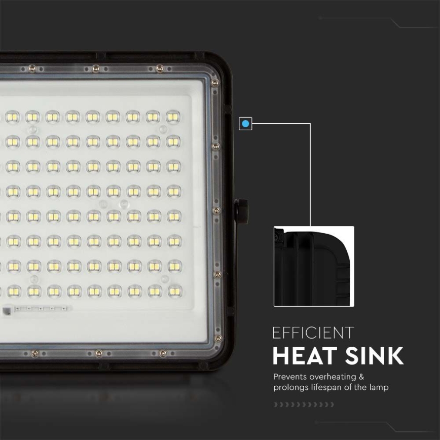 LED Päikesepaneeliga väliprožektor LED/200W/3,2V 4000K must IP65 16000 mAh + kaugjuhtimispult