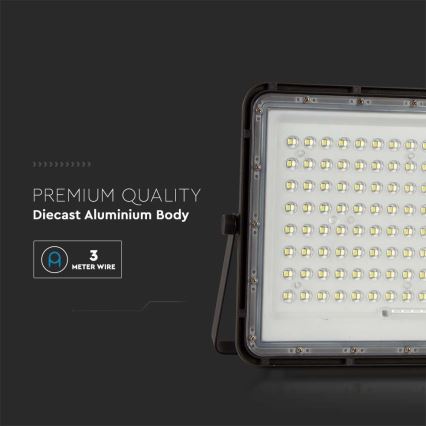 LED Päikesepaneeliga väliprožektor LED/200W/3,2V 4000K must IP65 + kaugjuhtimispult