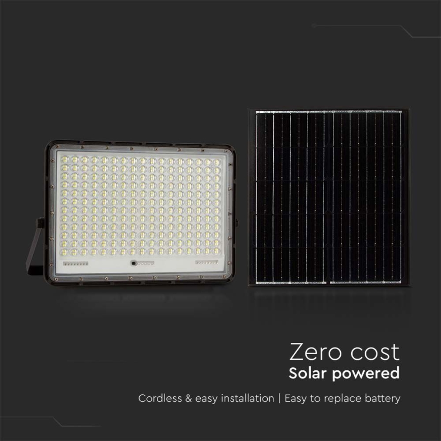 LED Päikesepaneeliga väliprožektor LED/30W/3,2V 4000K must IP65 + kaugjuhtimispult