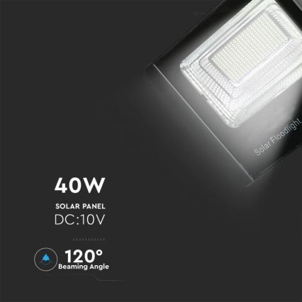 LED Päikesepaneeliga väliprožektor LED/40W/10V IP65 6000K + kaugjuhtimispult