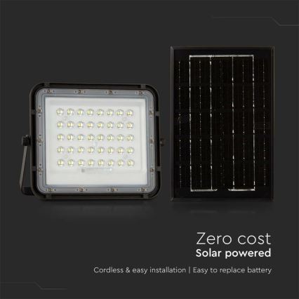 LED Väli Hämardatav päikesepaneeliga prožektor LED/6W/3,2V IP65 4000K 5000 mAh must + kaugjuhtimispult