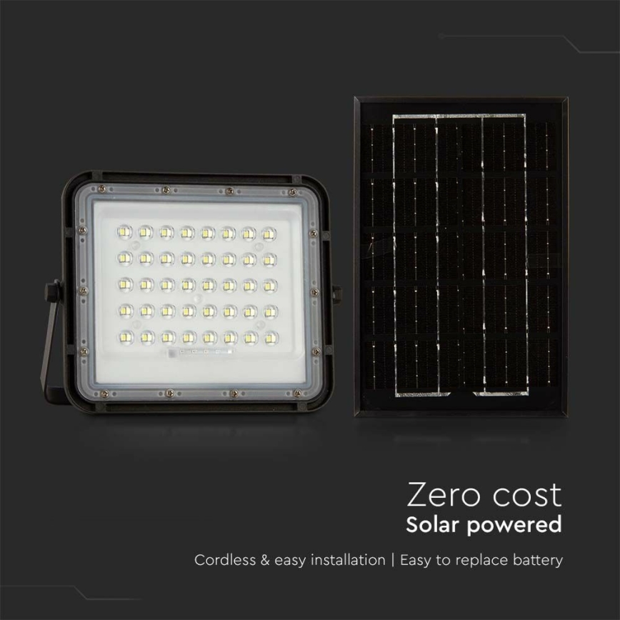 LED Väli Hämardatav päikesepaneeliga prožektor LED/6W/3,2V IP65 6400K 5000 mAh must + kaugjuhtimispult