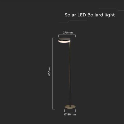 LED Päikesepaneeliga välivalgusti LED/2W/3,7V 3000K IP54 must