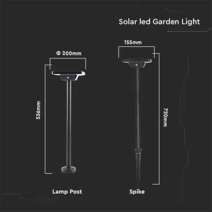 LED Päikesepaneeliga välivalgusti 2in1 LED/2W/3,7V IP65 3000/4000/6500K 2600 mAh