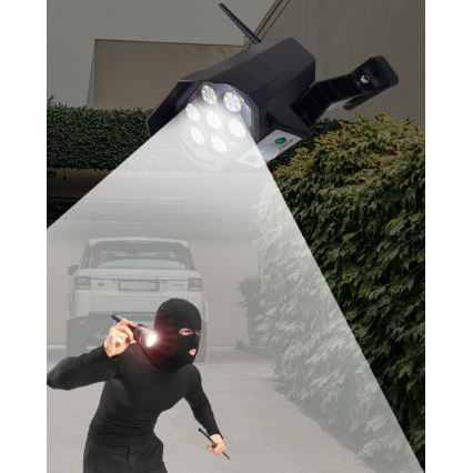 LED Päikesepaneeliga võlts turvakaameraga anduriga LED/3,7V 1200 mAh IP44 must + kaugjuhtimispult