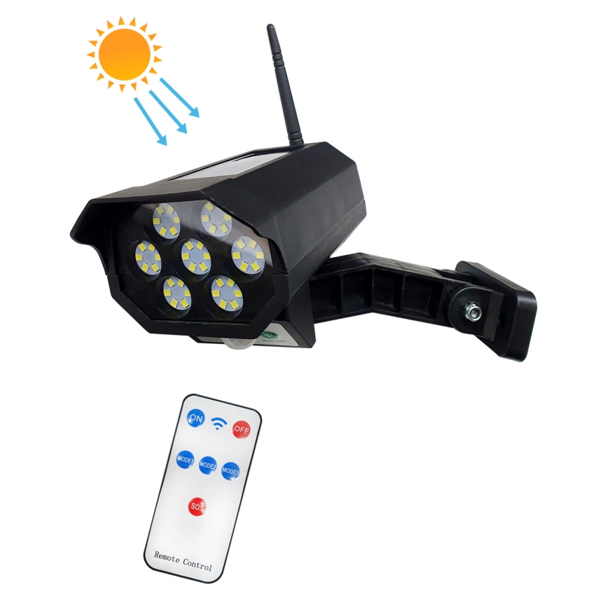 LED Päikesepaneeliga võlts turvakaameraga anduriga LED/3,7V 1200 mAh IP44 must + kaugjuhtimispult