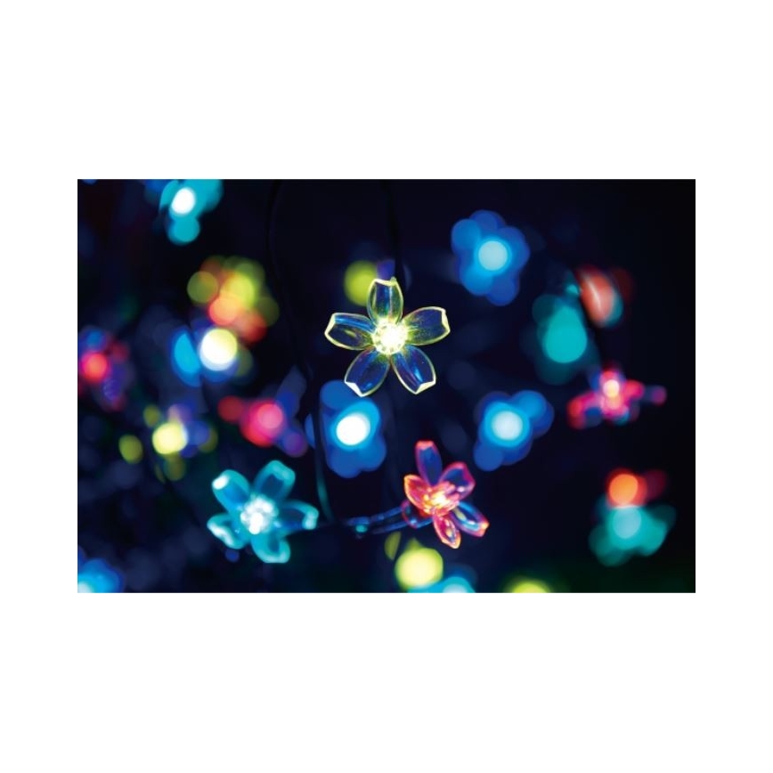 LED Päikesepatareiga valguskett FLOWER 50xLED/1,2V IP44