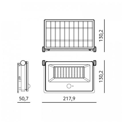 LED päikese-reflektor liikumisanduriga NCS G2 LED/30W/3,7V 3000/4000/6500K IP54 5200 mAh