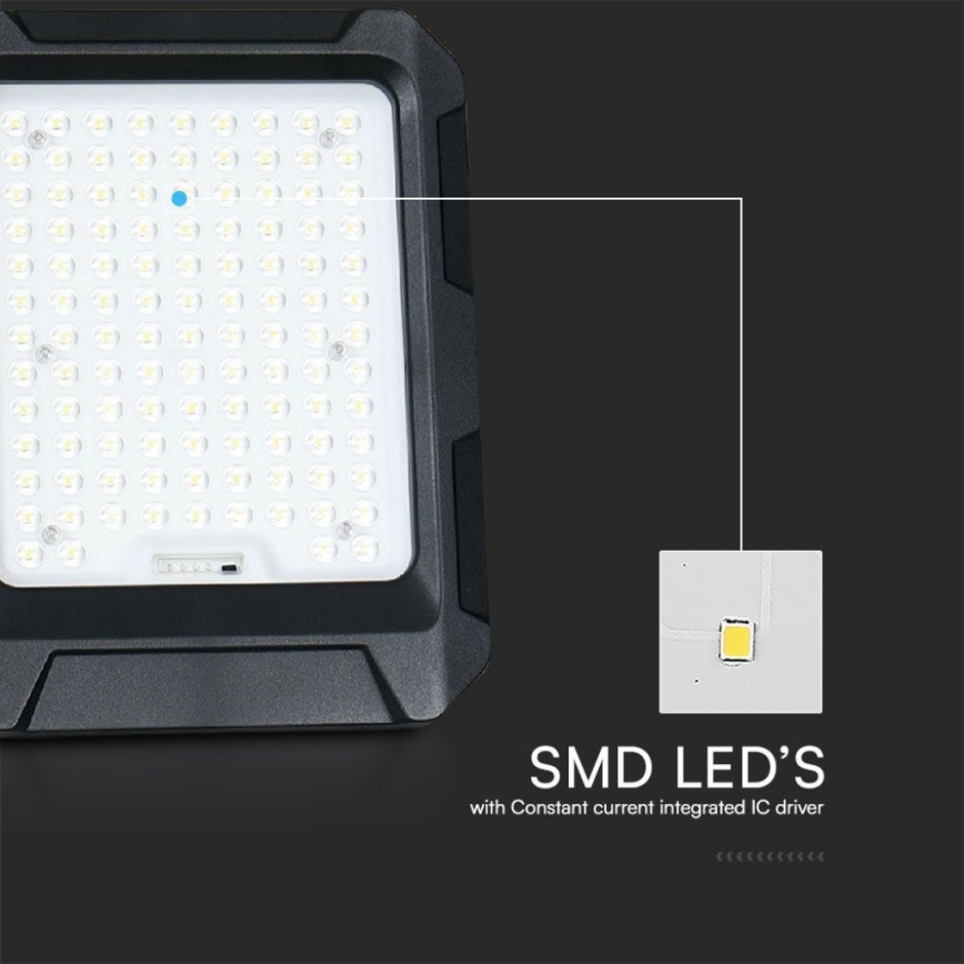 LED päikesereflektor LED/15W/3,7V IP65 4000K 12000 mAh must + kaugjuhtimispult
