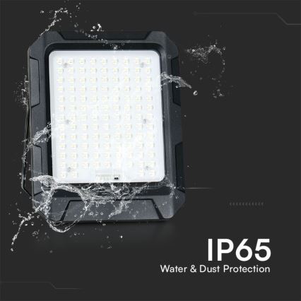 LED päikesereflektor LED/15W/3,7V IP65 4000K 12000 mAh must + kaugjuhtimispult