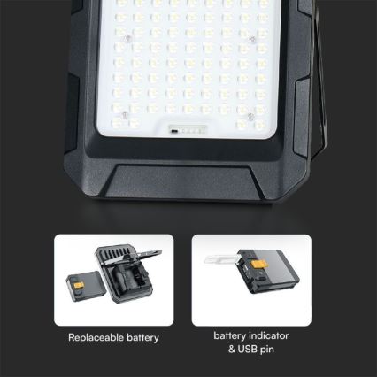 LED päikesereflektor LED/15W/3,7V IP65 4000K 12000 mAh must + kaugjuhtimispult