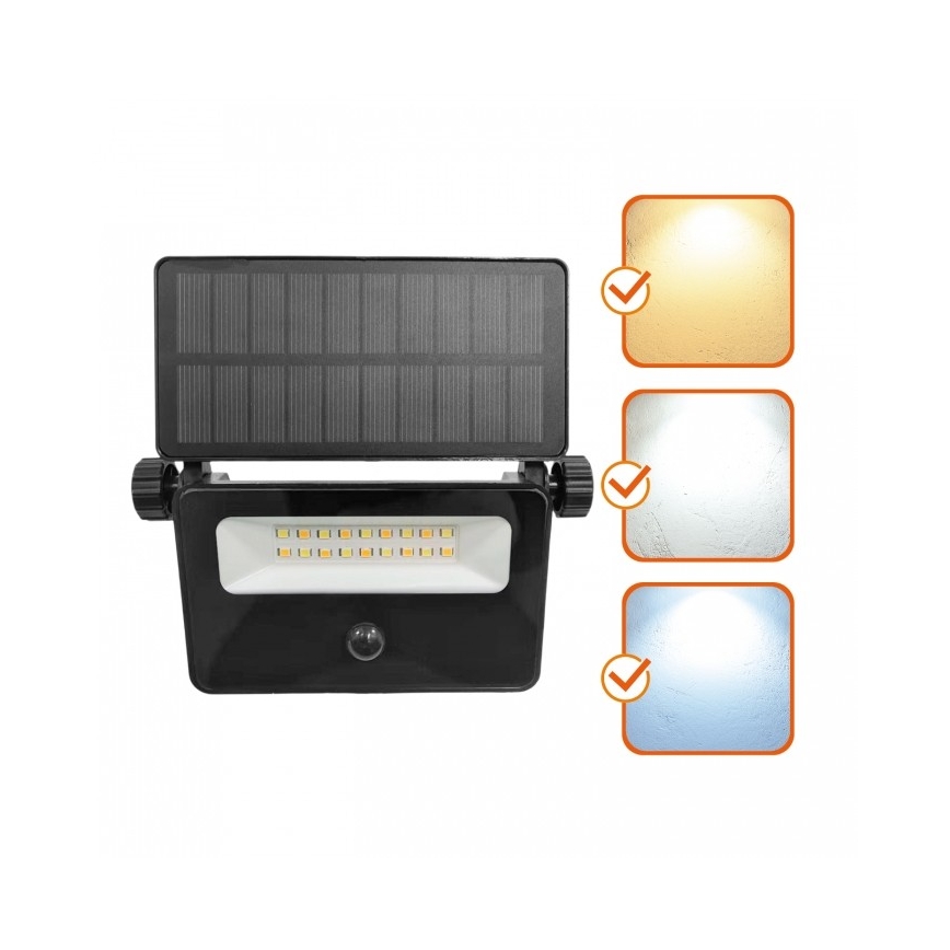LED-päikesereflektor liikumisanduriga NCS G2 LED/10W/3,7V 3000/4000/6500K IP54 1800 mAh