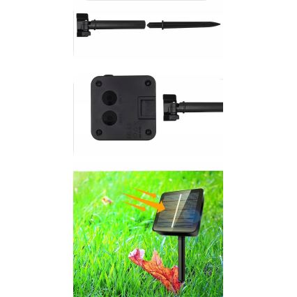 LED-päikesetoitega dekoratiivne valgusnöör 50×LED, 8 funktsiooni, 500 mAh, 9,5 m, IP67, soe valge