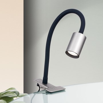 LED Paindlik laualamp klambriga KURT LED/5W/230V hõbedane